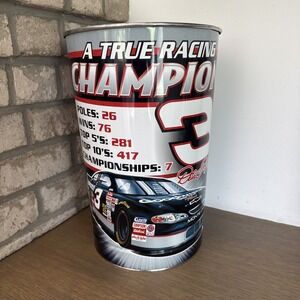 Vintage Dale Earnhardt Nascar GM Goodwrench Service Racing Metal Trash Can 15"
